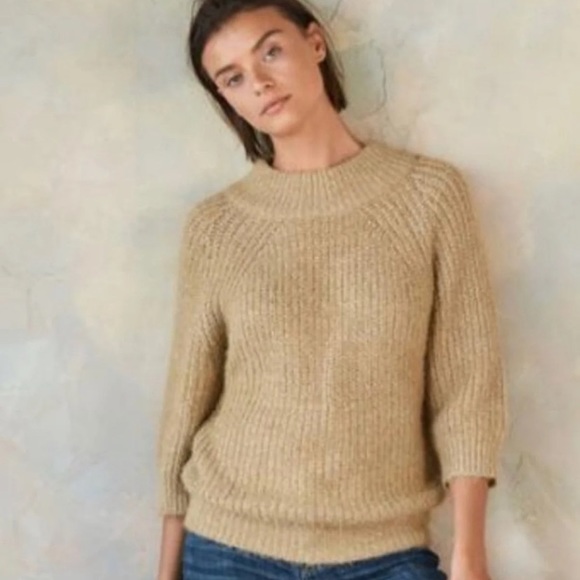 Sundays in Brooklyn Sweater 3/4 Sleeve Mock XS Tan - Picture 1 of 8
